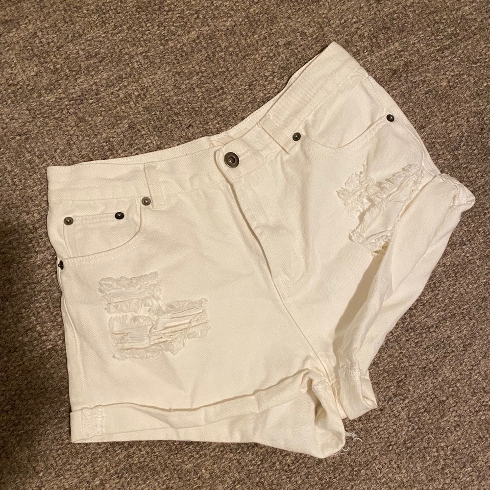 White jean shorts